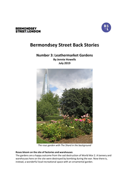 Leathermarket Gardens – Bermondsey Street Back Stories