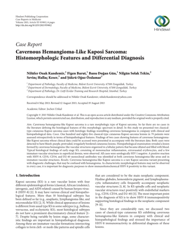 Cavernous Hemangioma-Like Kaposi Sarcoma: Histomorphologic Features and Differential Diagnosis