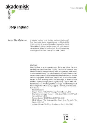 Deep England As an Icon Arose During the Second World War As a War During the Second World Deep England As an Icon Arose Long Unifying Concept of Everything English