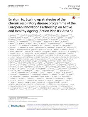 Scaling up Strategies of the Chronic Respiratory Disease Programme of the European Innovation Partnership on Active and Healthy Ageing (Action Plan B3: Area 5) J