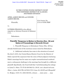 (Doc. 30) and Notice of Proceedings in Eleventh Circuit 1