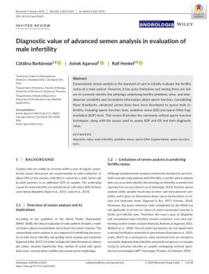Diagnostic Value of Advanced Semen Analysis in Evaluation of Male Infertility
