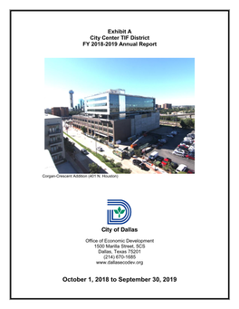 Exhibit a City Center TIF District FY 2018-2019 Annual Report