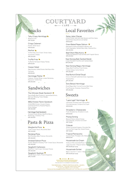 Courtyard Food Menu