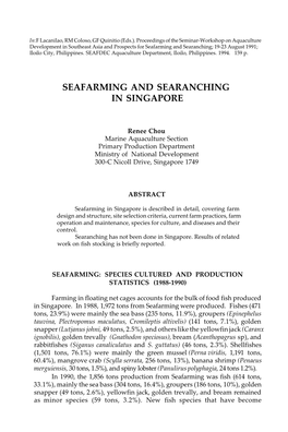 Seafarming and Searanching in Singapore