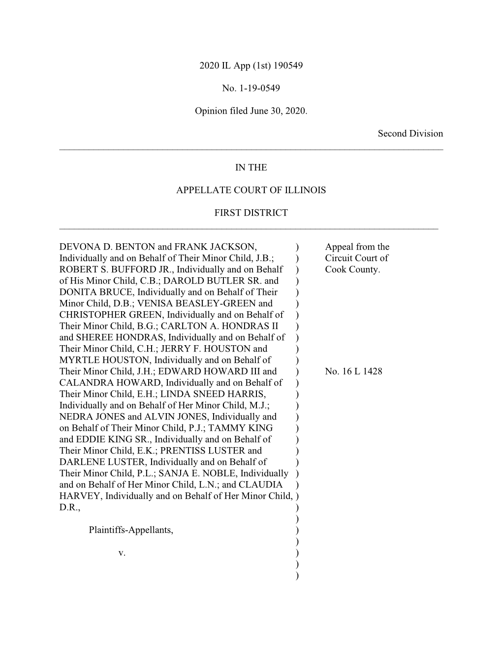 Benton V. Little League Baseball, Inc., 2020 IL App (1St) 190549