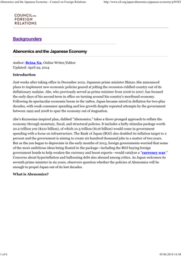 Abenomics and the Japanese Economy - Council on Foreign Relations