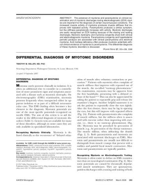 Differential Diagnosis of Myotonic Disorders