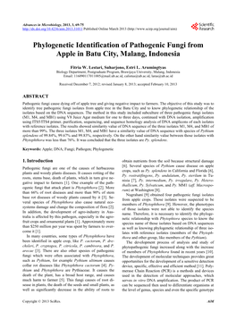 Phylogenetic Identification of Pathogenic Fungi from Apple in Batu City, Malang, Indonesia