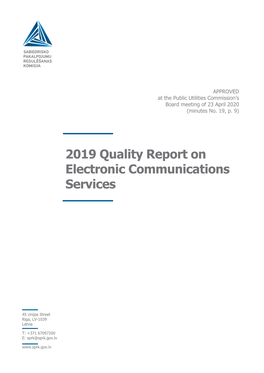 2019 Quality Report on Electronic Communications Services