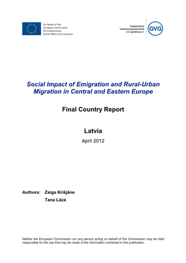 Latvia Country Report: Social Impact of Emigration and Rural-Urban