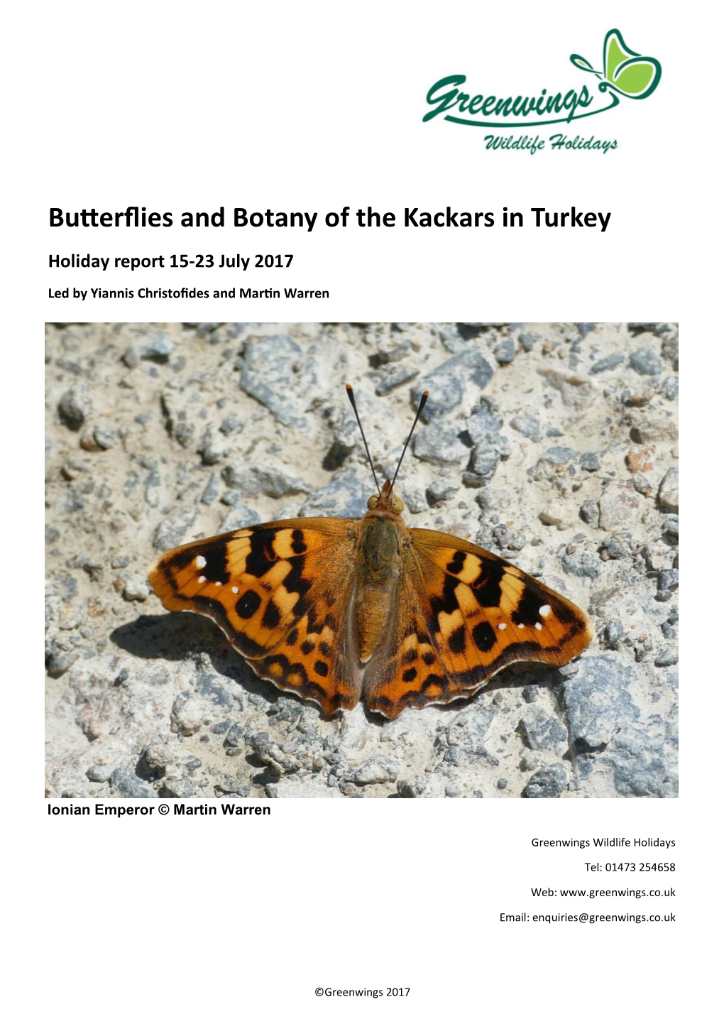 Butterflies and Botany of the Kackars in Turkey Holiday Report 15-23 July 2017