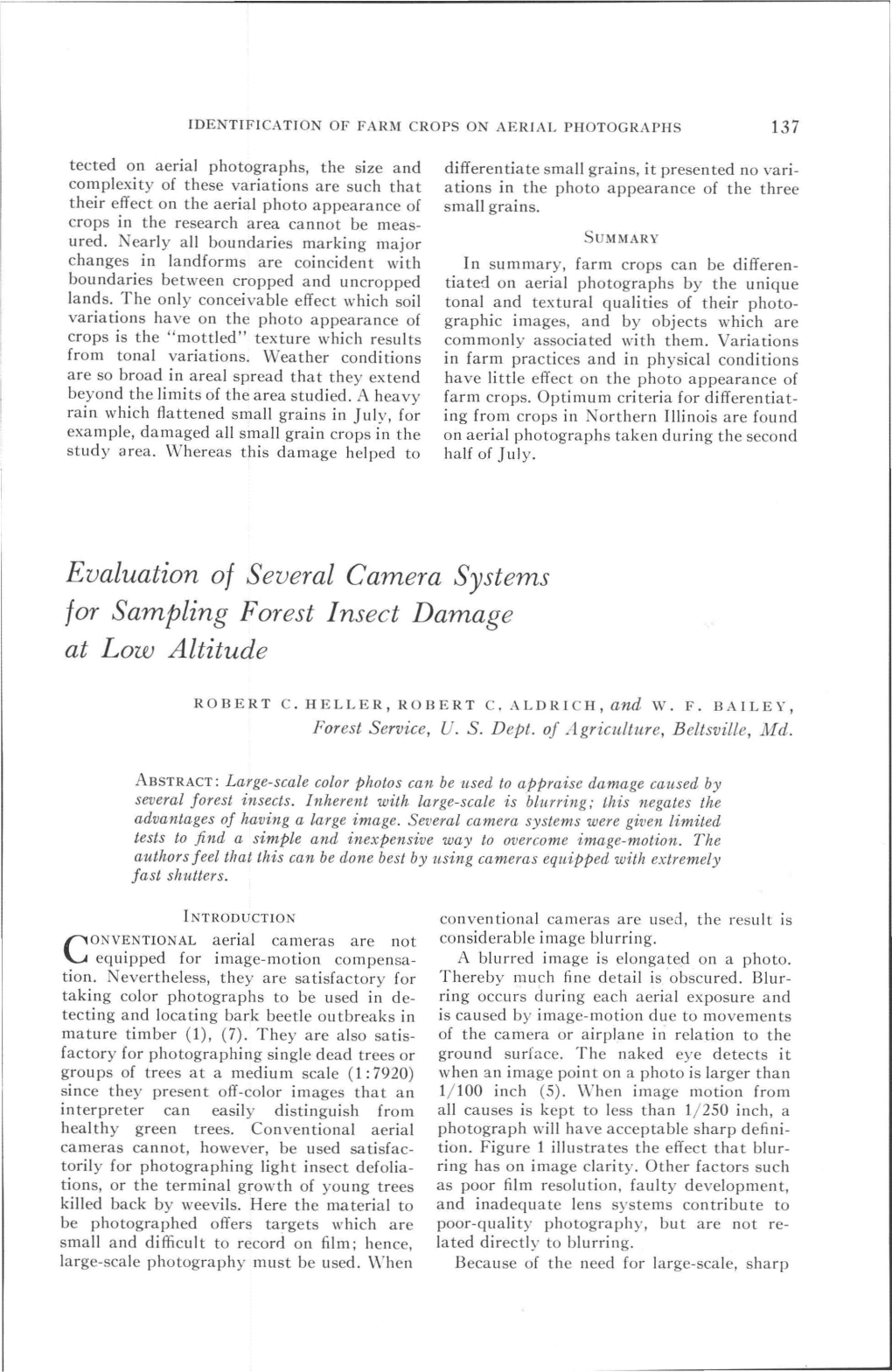 Evaluation of Several Camera Systems for Sampling Forest Insect Damage at Low Altitude