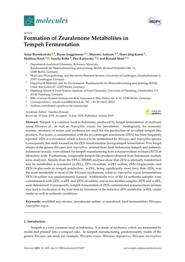 Formation of Zearalenone Metabolites in Tempeh Fermentation