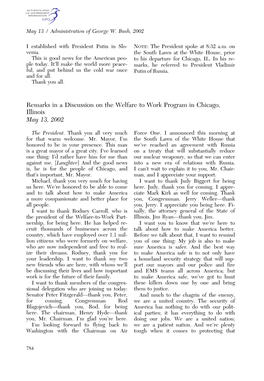 Remarks in a Discussion on the Welfare to Work Program in Chicago, Illinois May 13, 2002