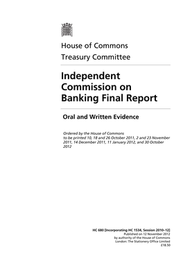 Independent Commission on Banking Final Report