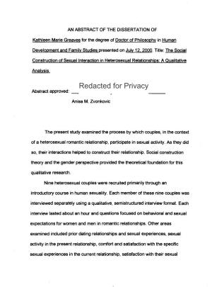 The Social Construction of Sexual Interaction in Heterosexual Relationships: a Qualitative Analysis