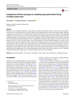 Comparison of Three Trap Types in Sampling Saproxylic Beetles Living in Hollow Urban Trees