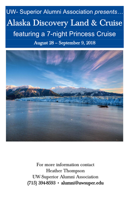 Alaska Tour August 2018 Registration Form and Brochure