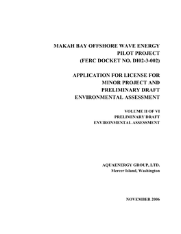 Makah Bay Offshore Wave Energy Pilot Project (Ferc Docket No