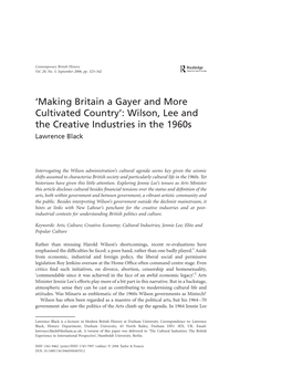 'Making Britain a Gayer and More Cultivated Country': Wilson, Lee