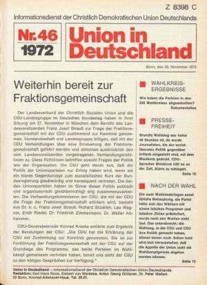 UID 1972 Nr. 46, Union in Deutschland