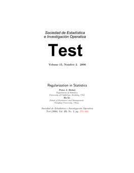 Sociedad De Estadística E Investigación Operativa Regularization in Statistics
