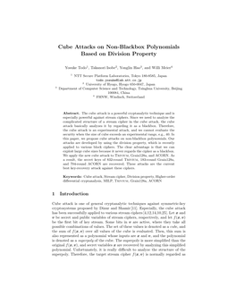 Cube Attacks on Non-Blackbox Polynomials Based on Division Property