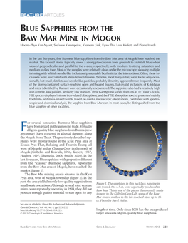 BLUE SAPPHIRES from the BAW MAR MINE in MOGOK Hpone-Phyo Kan-Nyunt, Stefanos Karampelas, Klemens Link, Kyaw Thu, Lore Kiefert, and Pierre Hardy