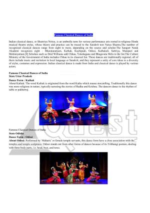 Famous Classical Dances of India