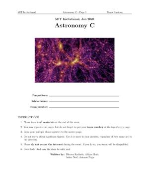 Astronomy C - Page 1 Team Number