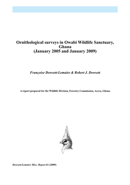 Ornithological Surveys in Owabi Wildlife Sanctuary, Ghana (January 2005 and January 2009)