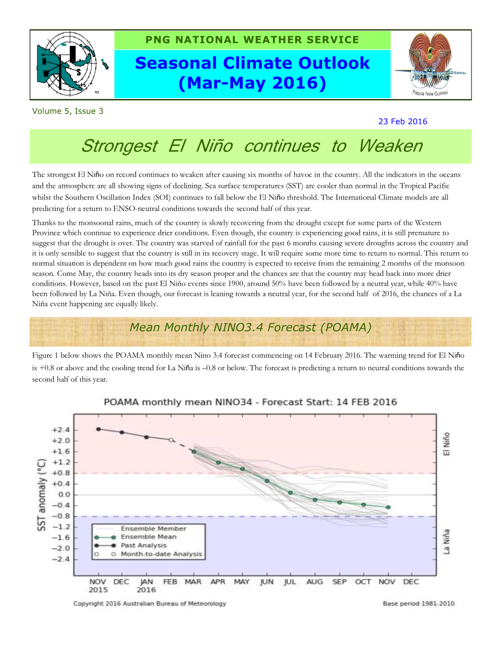 Seasonal Climate Outlook (Mar-May 2016)