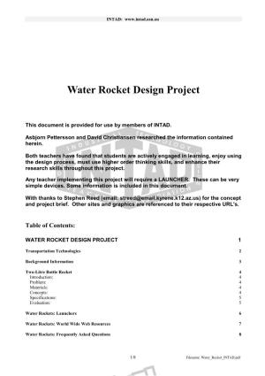 Water Rocket Design Project