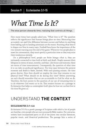 What Time Is It? the Wise Person Stewards Time, Realizing God Controls All Things
