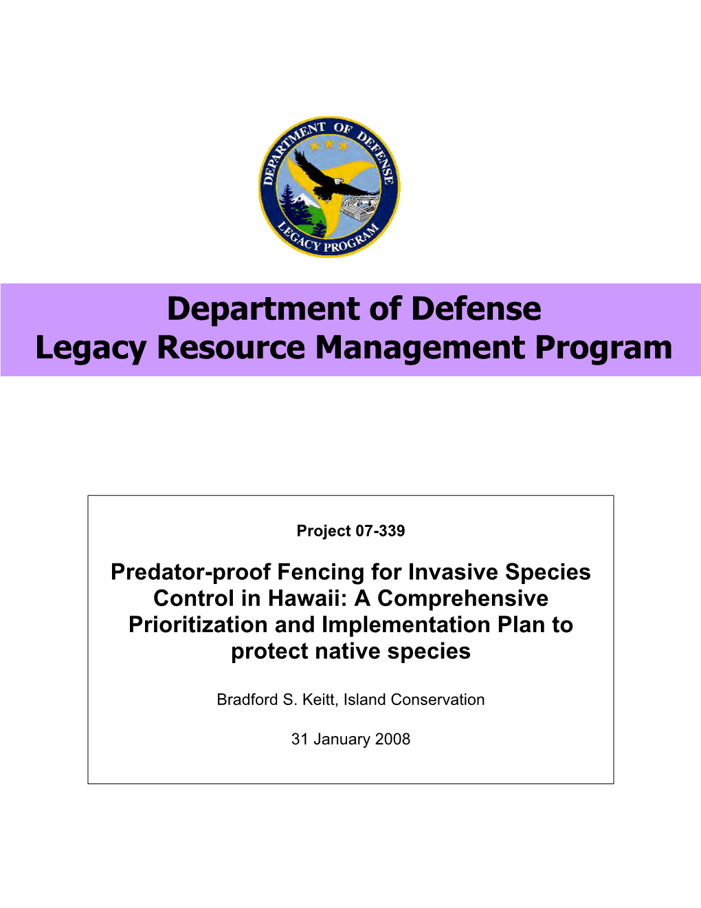 Department of Defense Legacy Resource Management Program