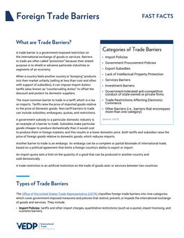 Foreign Trade Barriers FAST FACTS