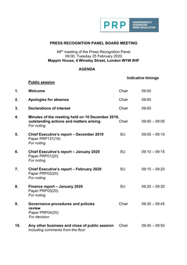 February 2020 Public Board Papers