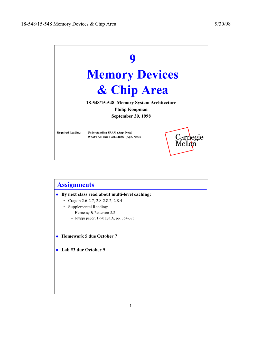 9 Memory Devices & Chip Area