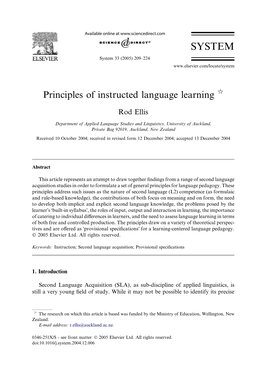 Principles of Instructed Language Learning Q