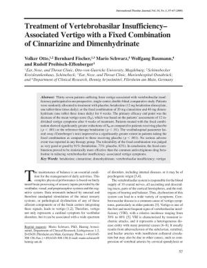 Treatment of Vertebrobasilar Insufficiency– Associated Vertigo with a Fixed Combination of Cinnarizine and Dimenhydrinate