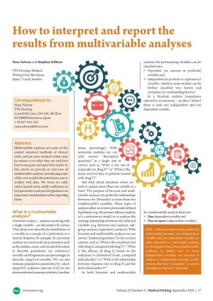 How to Interpret and Report the Results from Multivariable Analyses