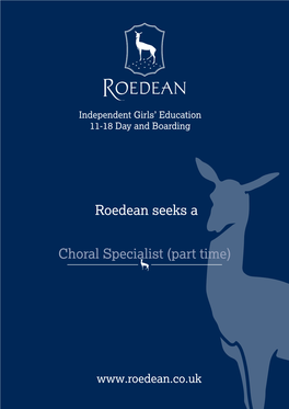 Choral Specialist (Part Time) Roedean Seeks A