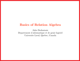 Basics of Relation Algebra