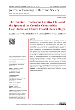 The Counter-Urbanization Creative Class and the Sprout of the Creative Countryside: Case Studies on China’S Coastal Plain Villages