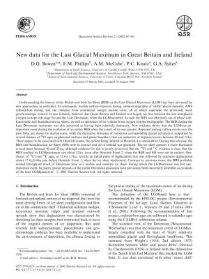 New Data for the Last Glacial Maximum in Great Britain and Ireland D.Q