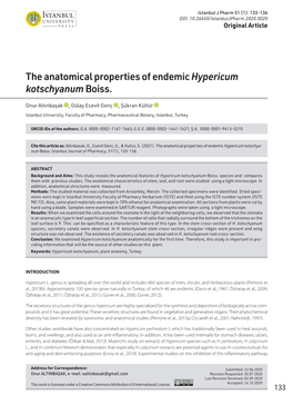 The Anatomical Properties of Endemic Hypericum Kotschyanumboiss