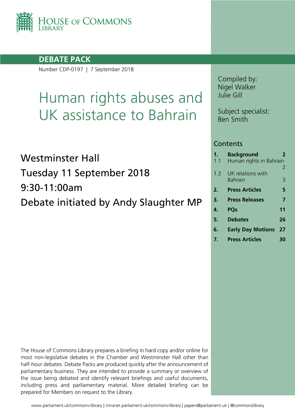 Human Rights Abuses and UK Assistance to Bahrain 3