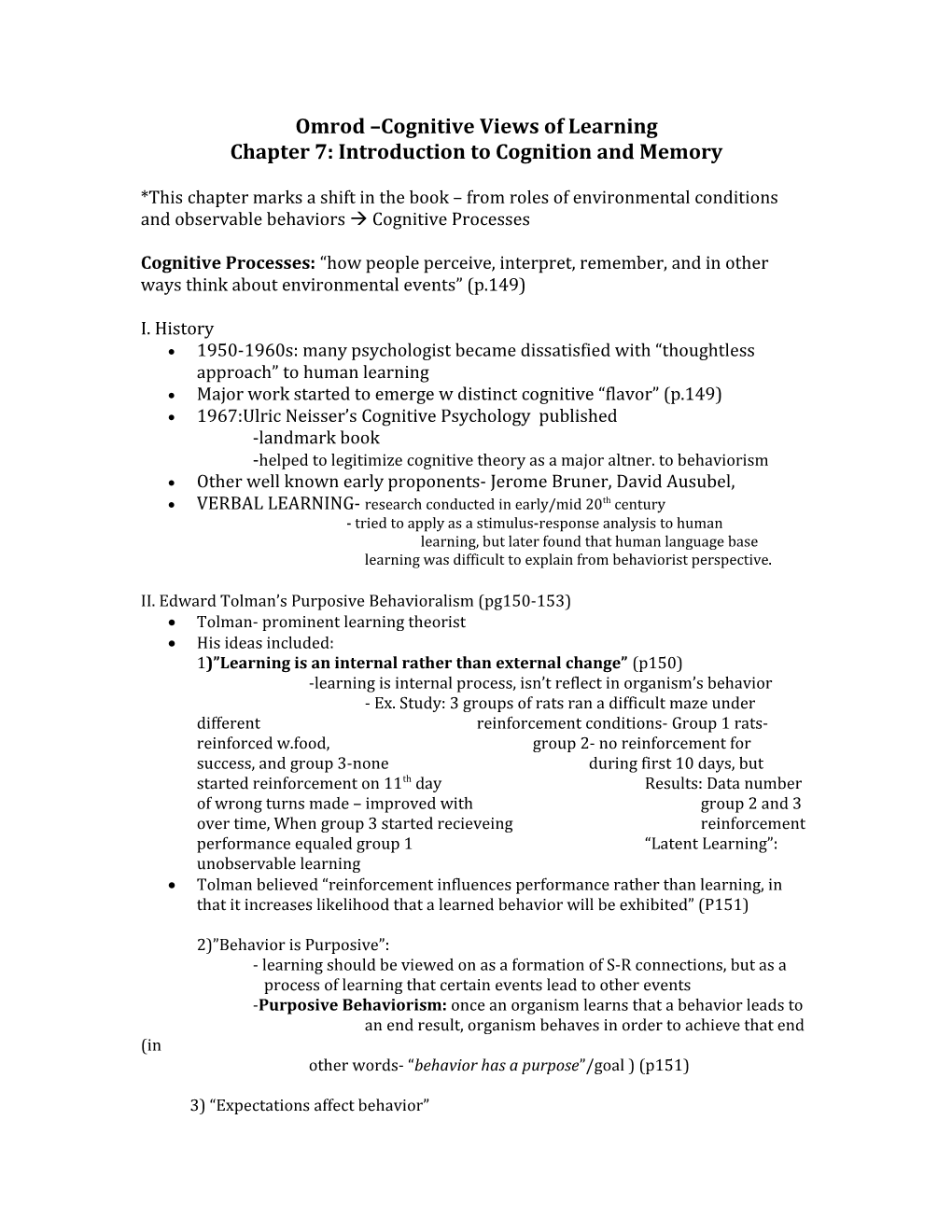 Omrod Cognitive Views of Learning