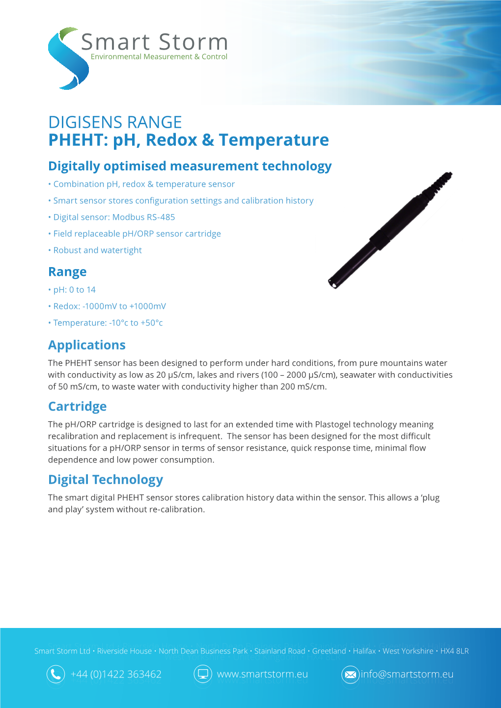 DIGISENS RANGE PHEHT: Ph, Redox & Temperature